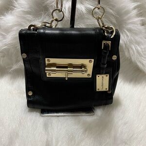 $799 Alexis Hudson Leather Deadbolt Chain Shoulder Bag